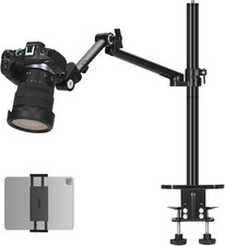 Heavy Duty Camera Desk Mount w/ Articulating Arm  Tablet Holder