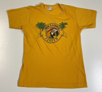 Vintage Hola Amigo Cancun T Shirt Sz M Single Stitch Parrot Tourist 80s