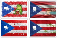 Puerto Rico Flag ATM Debit Credit Card Skin Sticker Latino Art USA America Frog
