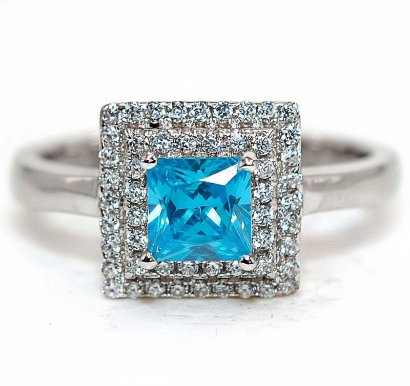 2CT Heat Treated Blue Topaz 925 Solid Sterling Silver Ring Jewelry Sz 9 PC13-7