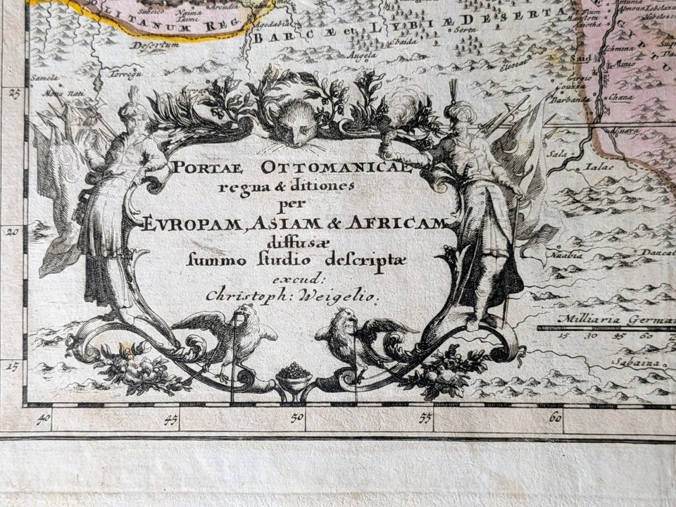 Mapa antiguo Portae Otomanoicae Imperio Otomano Arabia c.1718 por Weigel Foto 2 de 4