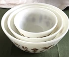 Vintage Pyrex Early American Nesting Mixing Bowl set of 3 sizes 401 402 403 Exc