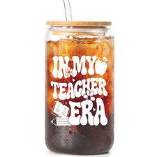 SteadStyle Teacher Gifts Glass Tumbler Cup with 12 cm (W) x 22 (H), White