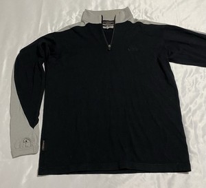 Icebreaker Sport 320 Mens Sz M Black/Gray 1/4 Zip 100% Merino Wool Base Layer