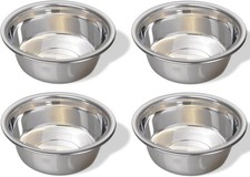 4 Pack Stainless Steel Dog Bowls - 6.75 Cup Metal Pet Food  Water Bowls, Rust R