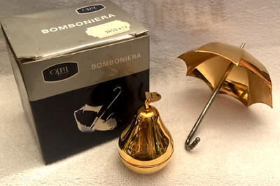 Rare & Vintage 1960s OLRI Italian Gold-Plated Bomboniera Set NOS w/ Box
