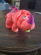 Vintage Fisher Price Baby Dino Puffalump Plush Orange Pink Dinosaur Squeaks