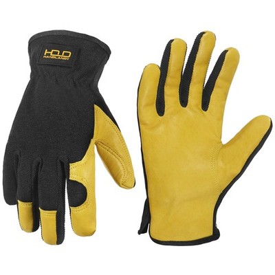 HANDLANDY Garden Gloves Men, Leather Utility Work Gloves for Gardening, Yardwork