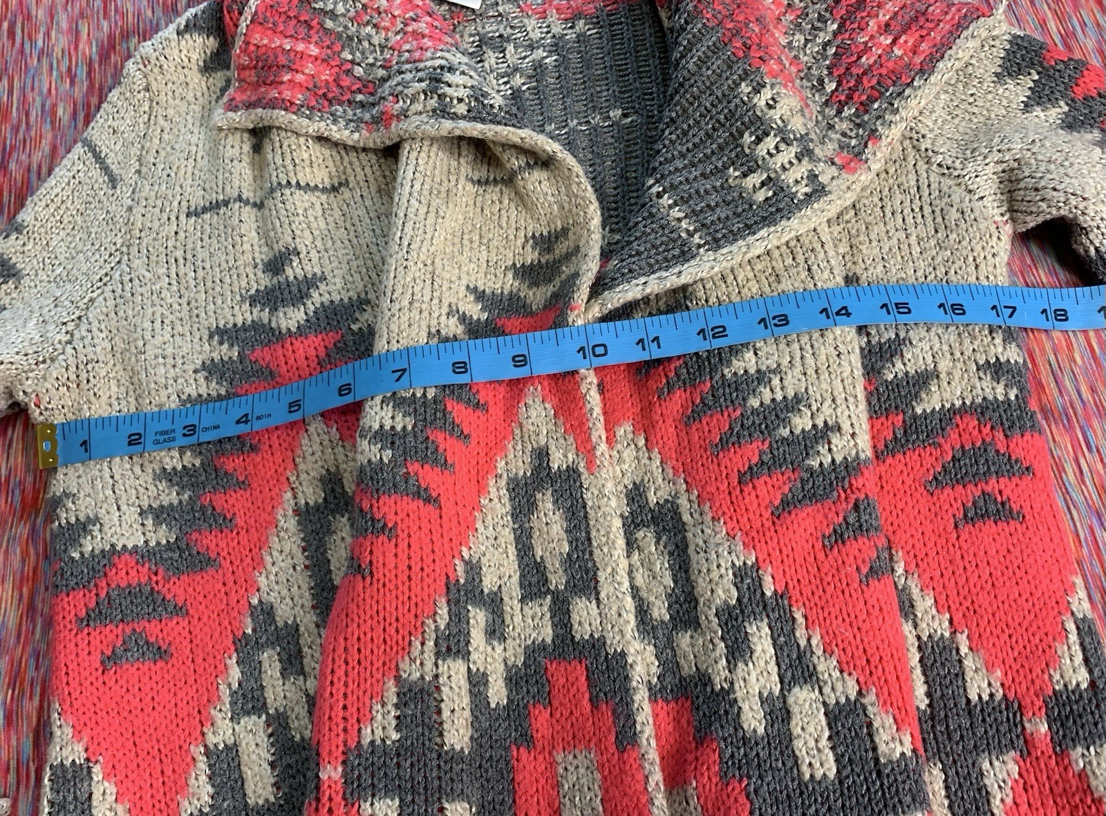 Eleven Star Small Aztec Pattern Open Front Sweate… - image 6