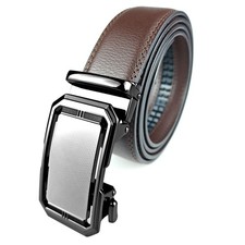 Genuine Leather Mens Ratchet Belt Belts For Men Adjustable Automatic Buckle