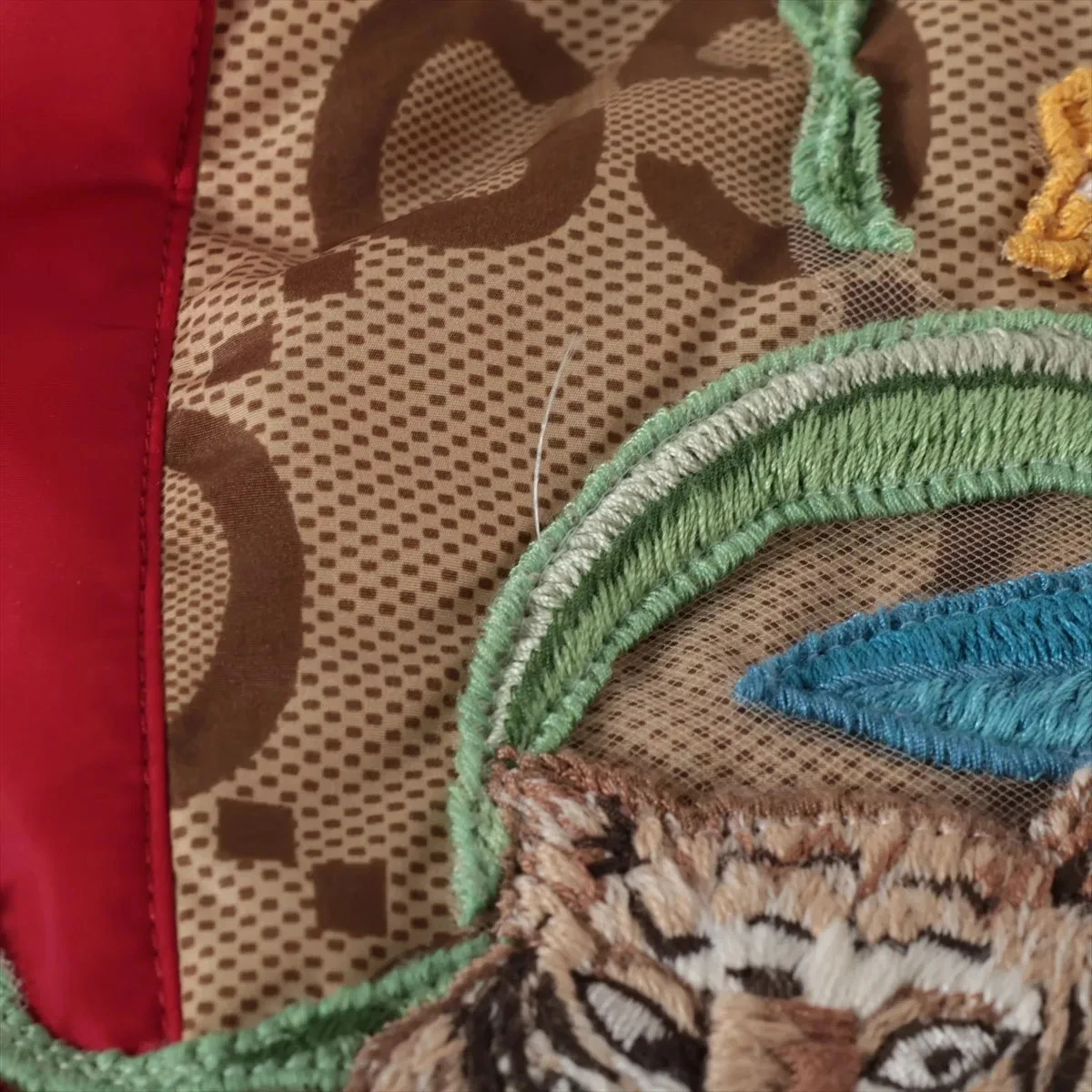 Gucci GG Giacca Nylon 36 Donna Beige 682977 Ricamo Tigre