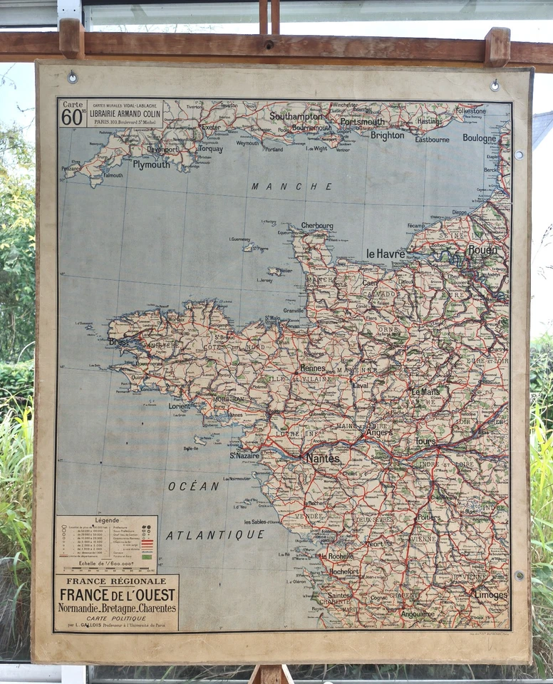 ancien carte géographie vidal lablache Colin 60 France Ouest Bretagne - Photo 2/2