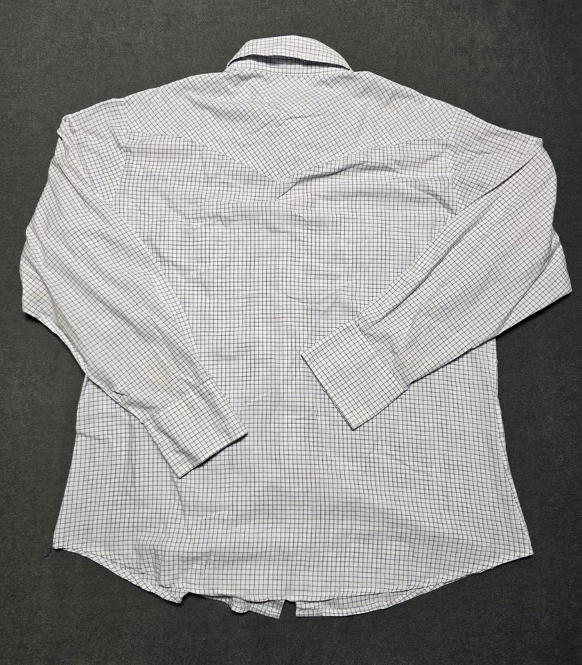 Wrangler Western Shirts Pearl Snap Men’s Large Vintage Square Striped White - Image 4 of 4