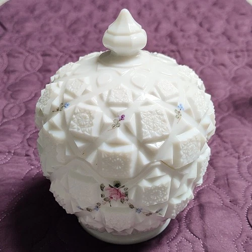 Vintage Westmoreland Milk Glass Decorative Candy Dish, Floral Embossed, Round