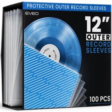 EVEO 100x Vinyl Record Sleeves Outer Crystal Clear 100 count,