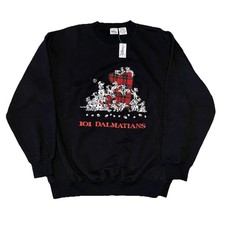 NWT Vintage 90s 101 Dalmatians Black Crewneck Sweatshirt Large Disney Store