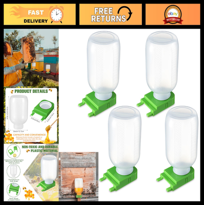 #ad 4 Pcs Honey Bee Feeder Set Beekeeping Entrance Watering Station 1 2 Gallon Bo $79.99