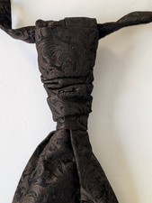 Black Brown Floral WILVORST Pre Tied Ascot Cravat Plastron Wedding Tie Germany