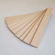 Lot of 10 Thin MAPLE Lumber Wood Strips 12-3/4 x 1-3/8 x 3/16 Craft Model Laser