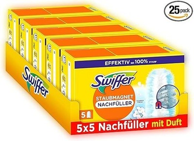 Swiffer Staubmagnet-Nachfüllpackung, 25 Tücher (5 x 5) mit Febreze-Duft