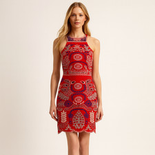 J.O.A. Sz XS Urban Outfitters Embroidered Sheath Mini Retro Sexy Avant Garde