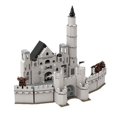 Capital City with Throne Room, Trebuchets and White Tower 1524 Pieces MOC Build