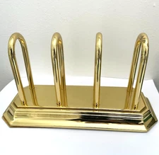 VINTAGE - Baldwin Brass Desk Accessory Letter / paper Holder  SOLID - HEAVY GOLD