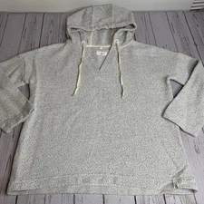 Lou & Grey V-Neck Minimalist Oversized Hoodie Women's Small Casual Relaxed Gray