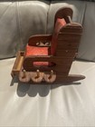 Antique Victorian Sewing Pincushion Chair Wood Thread Holder Red Velvet — photo 6