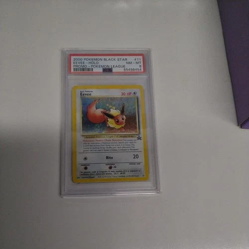 2000 POKEMON PROMO BLACK STAR #11 EEVEE-HOLO PROMO POKEMON LEAGUE PSA 8