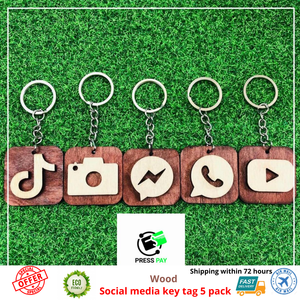 Wood Key Facebook Whatsapp Youtube Handmade Social Media Ring Gift 5pack Ebay