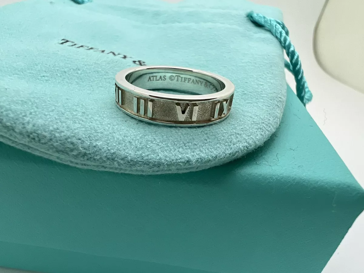 TIFFANY & CO ATLAS ROMAN NUMERAL SILVER RING