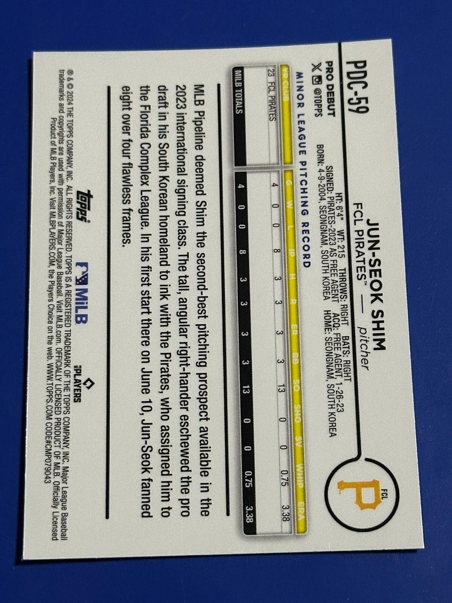 2024 Topps Pro Debut Jun-Seok Shim Chrome #PDC-59 - FREE SHIPPING