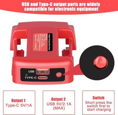 200W omvormer voor Milwaukee 18V lithium-ion batterijadapter met 110V ~ 230V AC-uitgang met USB LED-licht (geen batterij)  1420