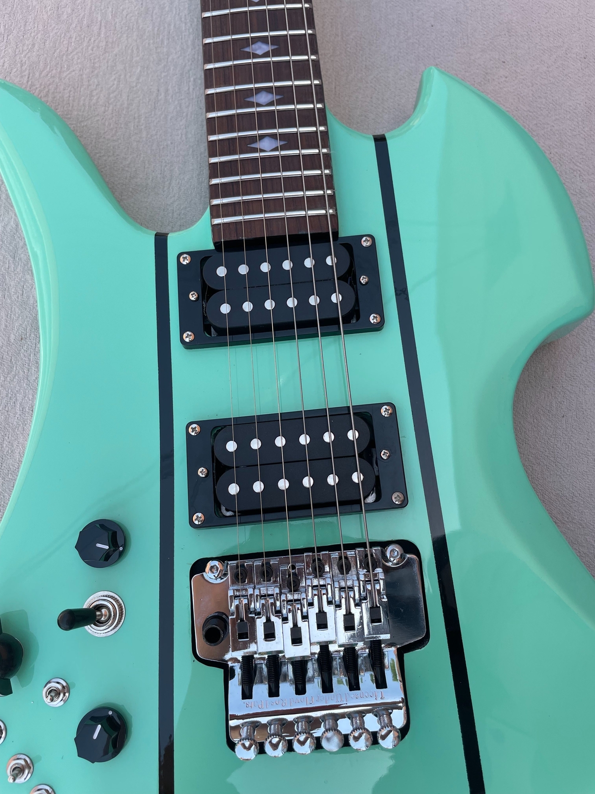 New BC Light Green Electric Guitar 24 Frets with Double Shake Multi