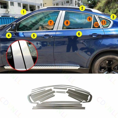 Silver Steel Windows Sill Molding Strip Trim Fit For BMW X6 E71 2009-2012 2013