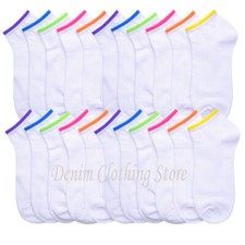 24 Pair Women White Low Cut Ankle Socks Athletic Sports Workout Running 6-8 9-11