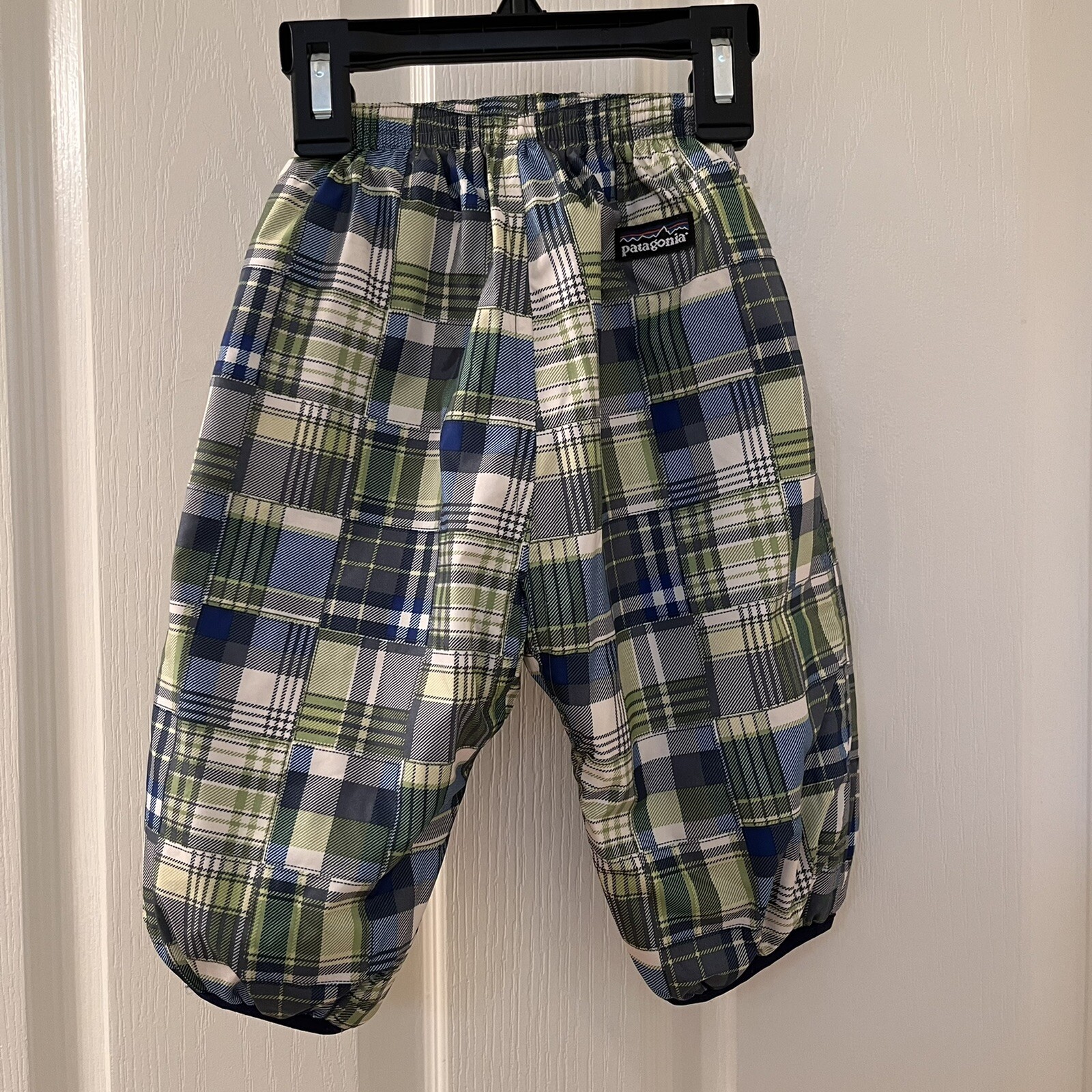 Patagonia Reversible Puff-Ball Pants Snow Green Blue Plaid Boys Size 3 Months thumbnail 6