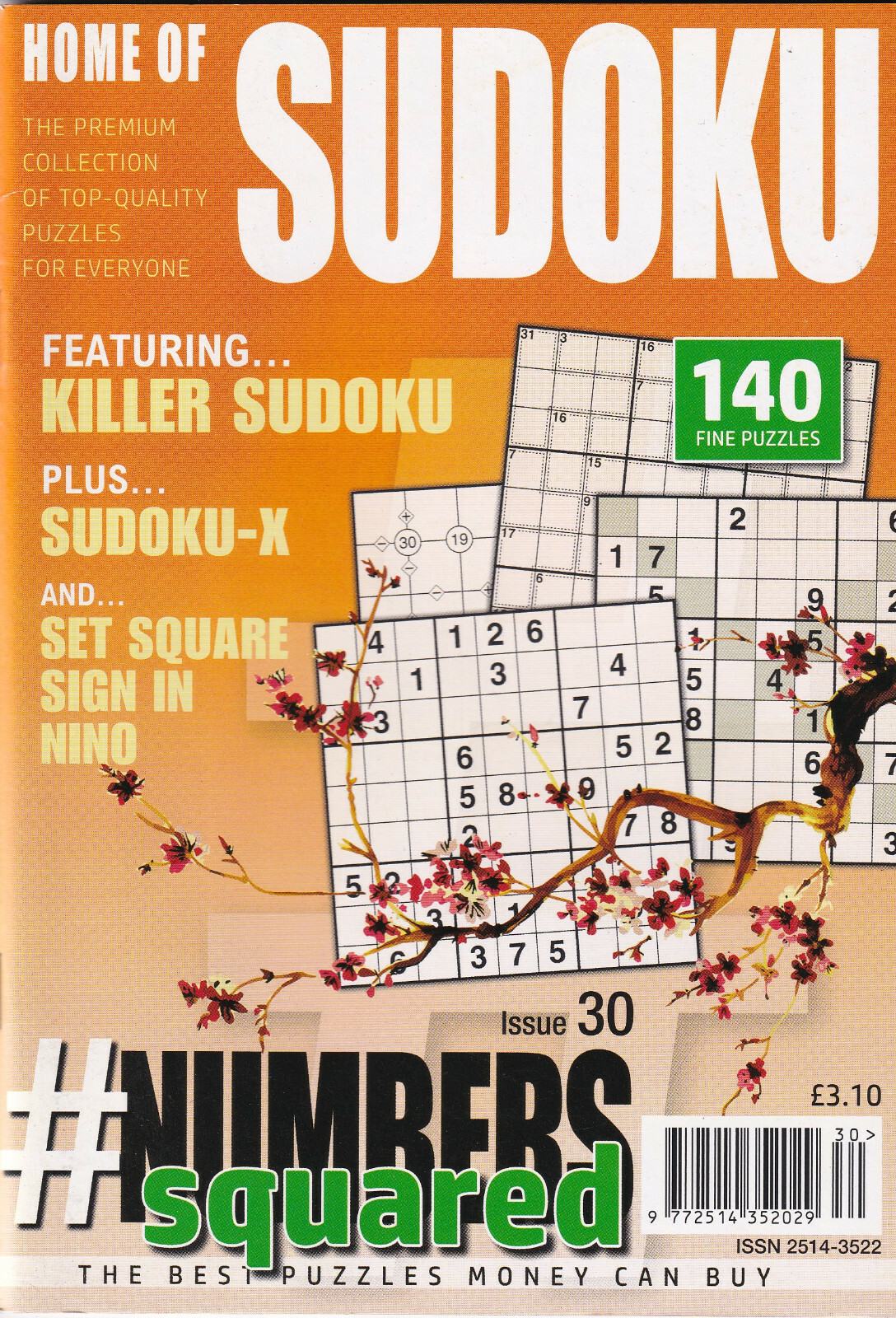 HOME OF SUDOKU PUZZLE BOOK MAGAZINE BACK ISSUE # 30 ,140 SQUARED NUMBER PUZZLES