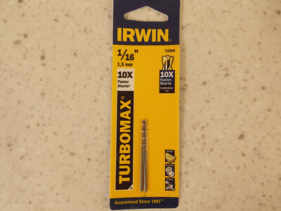 Irwin 73304 1/16'' TurboMax 10x Drill Bit, 2pk, FREE SHIPPING