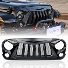 Front Grille For 2007-2018 Jeep Wrangler Jk Jku Black Widow Mesh Grill Abs Matte