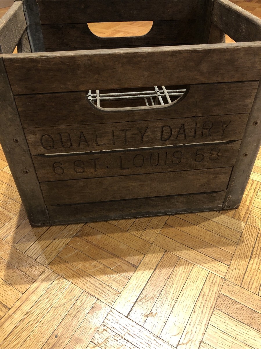 Vintage Quality Dairy St Louis Wood & Metal Milk Crate - EXC | eBay