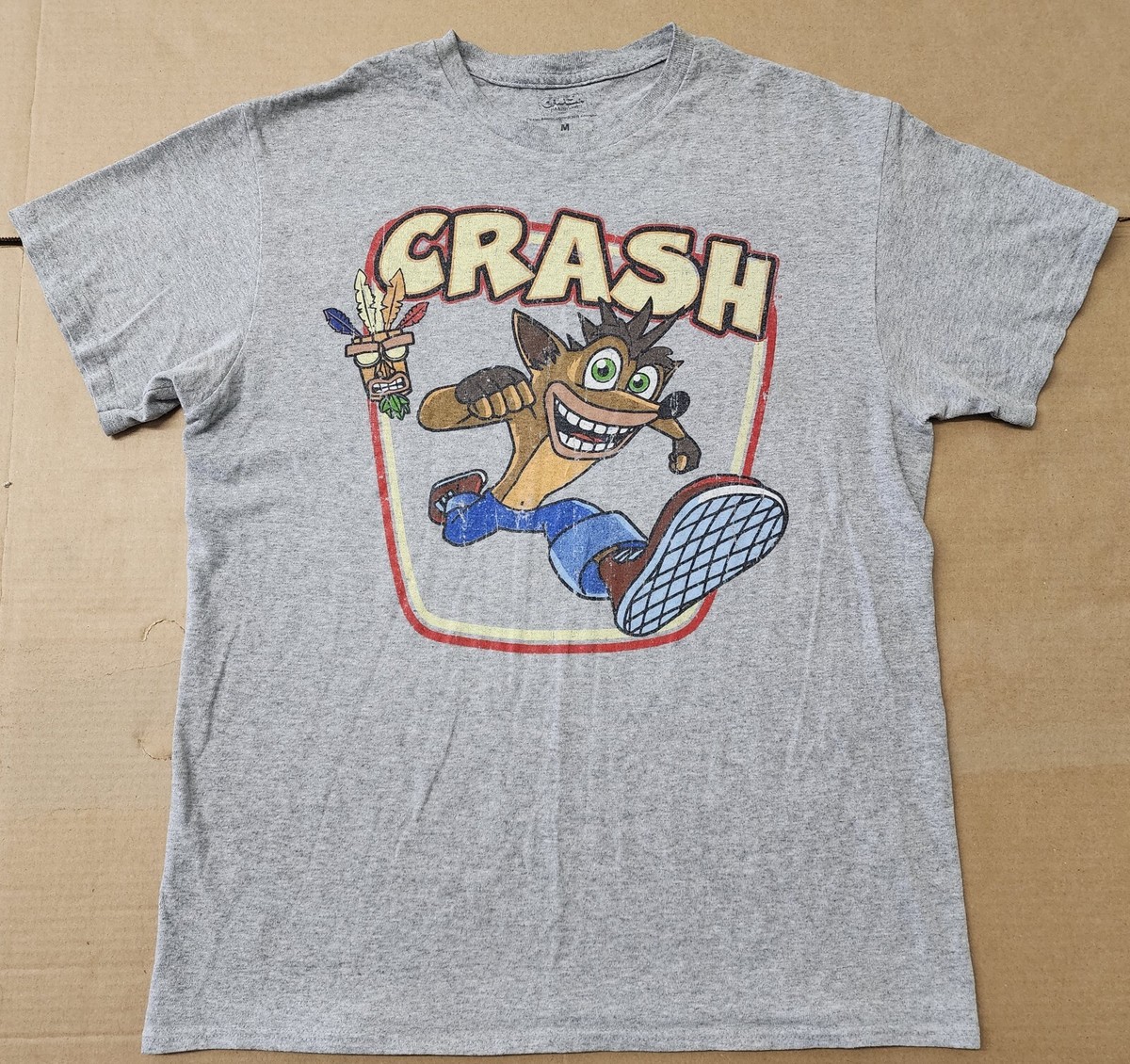 Crash Bandicoot Retro Graphics Gray T Shirt Men's Size M | eBay