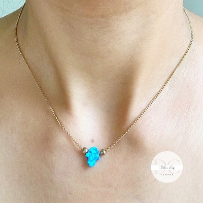 NWOT Blue Opal Hamsa Necklace In 925 Sterling Silver
