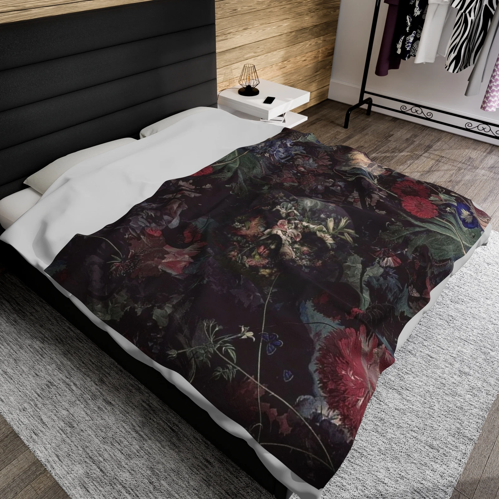 Skull Flower Soft Throw Plush Blanket