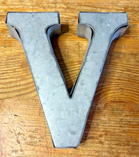 Galvanized 4" Metal Letter V Rustic Country Industrial Farmhouse 3D Decor