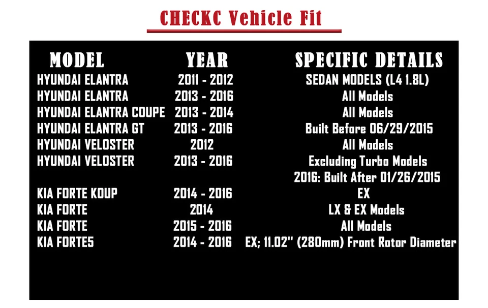 Kit de pastillas de rotores de freno delanteros y traseros perforados ranurados aptos para Kia Forte 2014-2016 Foto 2 de 4