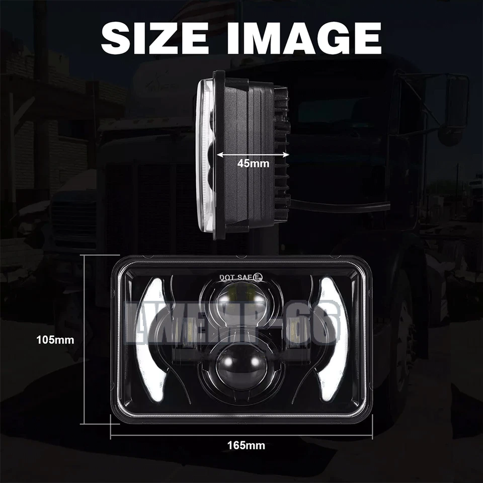 4x Faros LED de haz alto bajo para Kenworth W900 T800 para Peterbilt 357 378 4x6" Foto 2 de 4