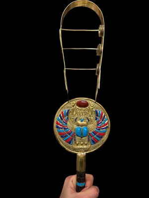Handmade Winged Scarab Sistrum made in Egypt for Spiritual Sound Healing
