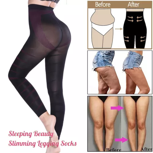 Women's Sculpting Slimming Leggings Tummy Control High Waist Trainer Body Shaper - Picture 1 of 25